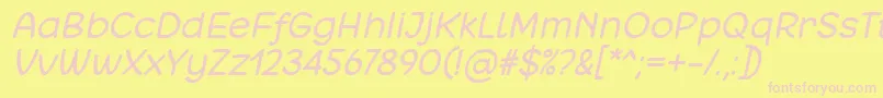 Matchinger Italic Font by 7NTypes-fontti – vaaleanpunaiset fontit keltaisella taustalla