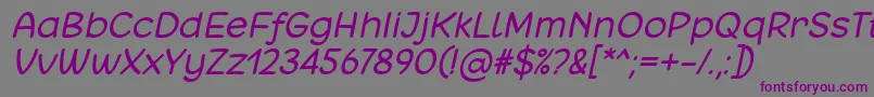 Czcionka Matchinger Italic Font by 7NTypes – fioletowe czcionki na szarym tle
