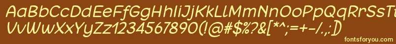 Czcionka Matchinger Italic Font by 7NTypes – żółte czcionki na brązowym tle