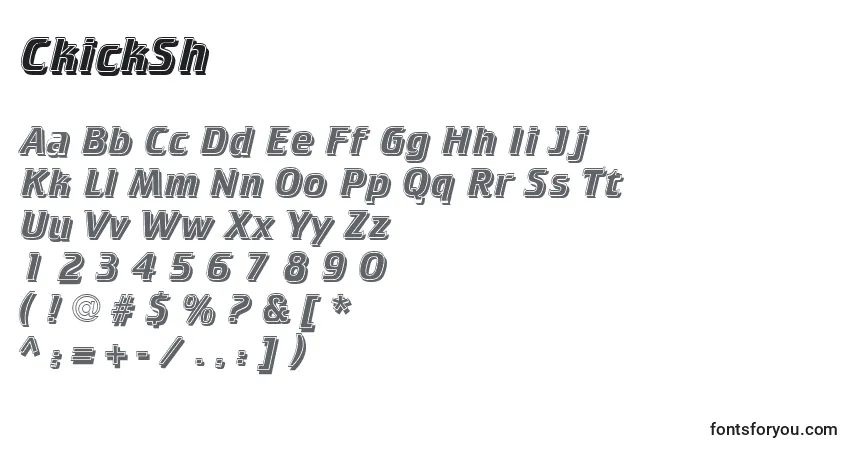 Czcionka CkickSh – alfabet, cyfry, specjalne znaki