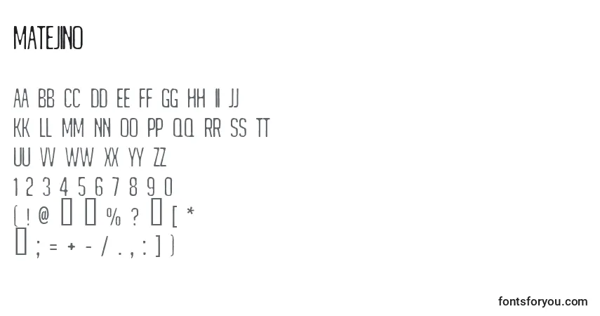 A fonte MATEJINO – alfabeto, números, caracteres especiais