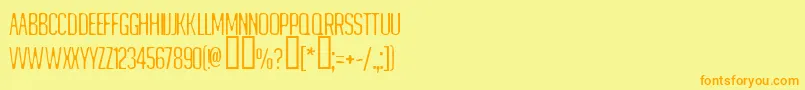 フォントMATEJINO – オレンジの文字が黄色の背景にあります。