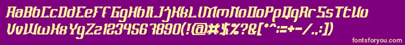 Fonte MATERIAL SCIENCE Bold Italic – fontes amarelas em um fundo roxo