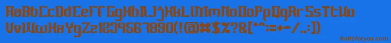 フォントMATERIAL SCIENCE Bold – 茶色の文字が青い背景にあります。