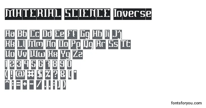 A fonte MATERIAL SCIENCE Inverse – alfabeto, números, caracteres especiais
