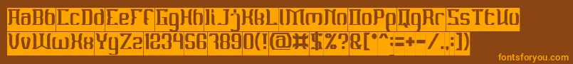 フォントMATERIAL SCIENCE Inverse – オレンジ色の文字が茶色の背景にあります。