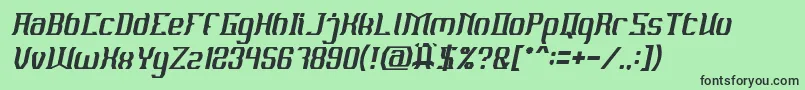 フォントMATERIAL SCIENCE Italic – 緑の背景に黒い文字