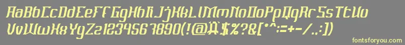 フォントMATERIAL SCIENCE Italic – 黄色のフォント、灰色の背景