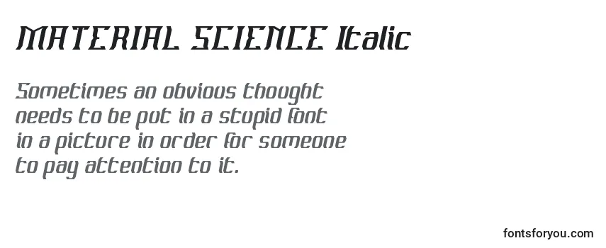 Reseña de la fuente MATERIAL SCIENCE Italic