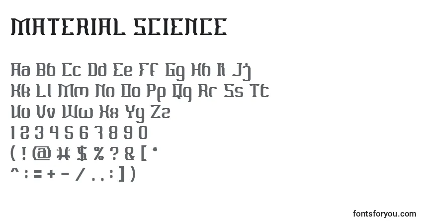 A fonte MATERIAL SCIENCE – alfabeto, números, caracteres especiais