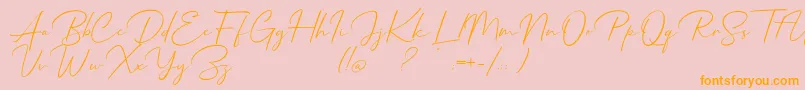 Mathanifo Script dafont-Schriftart – Orangefarbene Schriften auf rosa Hintergrund