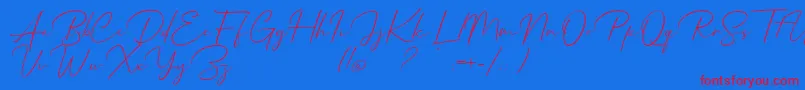Fonte Mathanifo Script dafont – fontes vermelhas em um fundo azul