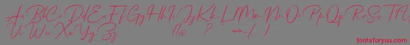 Mathanifo Script dafont-Schriftart – Rote Schriften auf grauem Hintergrund