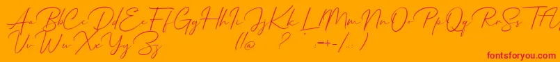 フォントMathanifo Script dafont – オレンジの背景に赤い文字