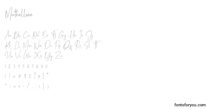 Czcionka Mathelline – alfabet, cyfry, specjalne znaki