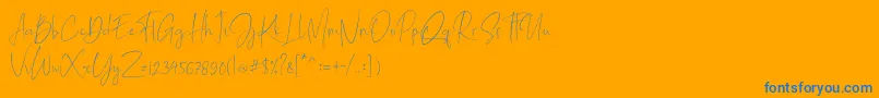 Mathelline-Schriftart – Blaue Schriften auf orangefarbenem Hintergrund