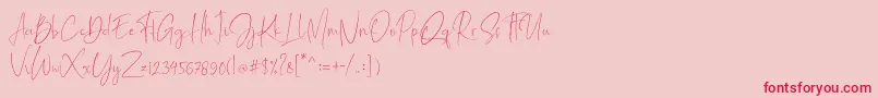 フォントMathelline – ピンクの背景に赤い文字