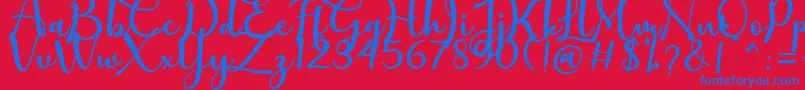 mathilda Font – Blue Fonts on Red Background