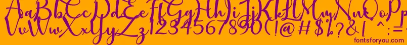 mathilda-Schriftart – Violette Schriften auf orangefarbenem Hintergrund