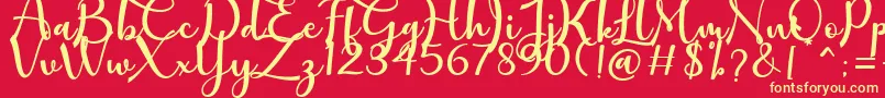 mathilda Font – Yellow Fonts on Red Background