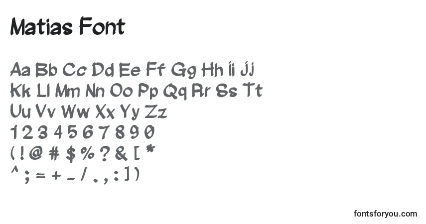 A fonte Matias Font – alfabeto, números, caracteres especiais