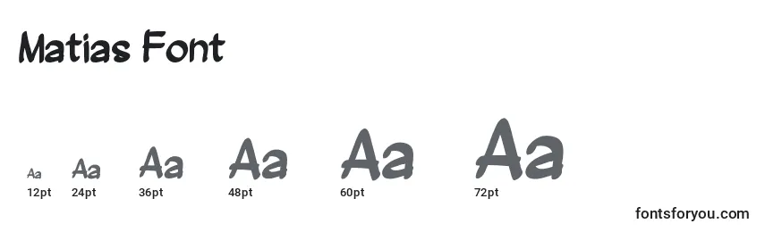 Размеры шрифта Matias Font