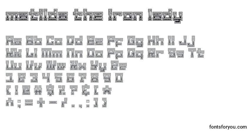 Schriftart Matilda the iron lady – Alphabet, Zahlen, spezielle Symbole