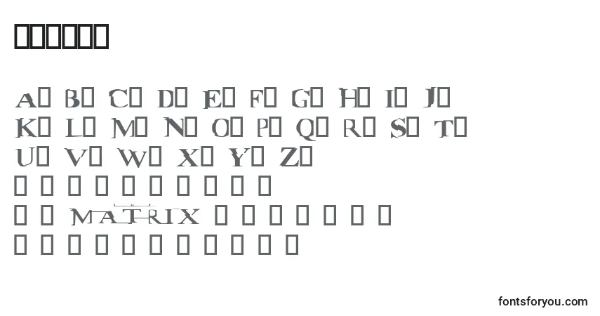 A fonte Matrix (133826) – alfabeto, números, caracteres especiais
