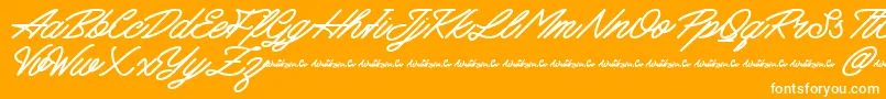 Mattcool Demo-Schriftart – Weiße Schriften auf orangefarbenem Hintergrund