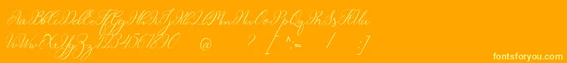 Matthew-Schriftart – Gelbe Schriften auf orangefarbenem Hintergrund