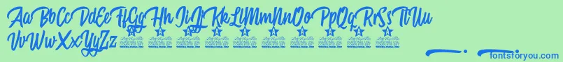 Шрифт Mattisse Personal Use – синие шрифты на зелёном фоне