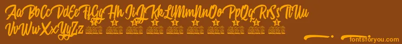 Czcionka Mattisse Personal Use – pomarańczowe czcionki na brązowym tle