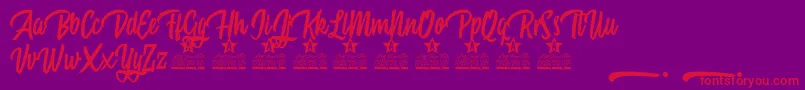 Mattisse Personal Use-Schriftart – Rote Schriften auf violettem Hintergrund