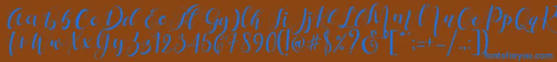 Mattosa Script  -Schriftart – Blaue Schriften auf braunem Hintergrund