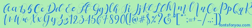 Mattosa Script  -Schriftart – Blaue Schriften auf grünem Hintergrund