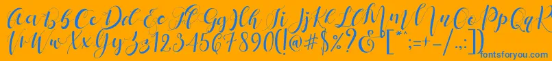 Mattosa Script  -Schriftart – Blaue Schriften auf orangefarbenem Hintergrund