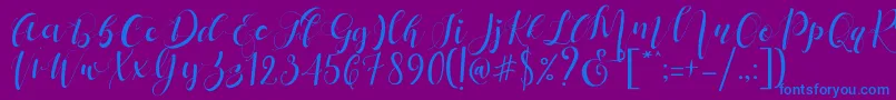 Mattosa Script  -Schriftart – Blaue Schriften auf violettem Hintergrund