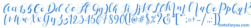 Czcionka Mattosa Script   – niebieskie czcionki