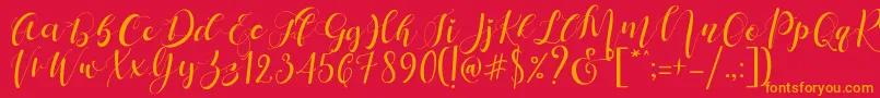 Fonte Mattosa Script   – fontes laranjas em um fundo vermelho