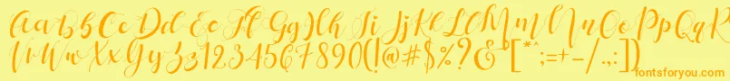 Weitere Informationen zur Mattosa Script -Schriftart Mattosa Script -Schriftart – Orangefarbene Schriften auf gelbem Hintergrund