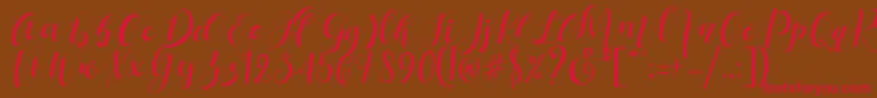 フォントMattosa Script   – 赤い文字が茶色の背景にあります。