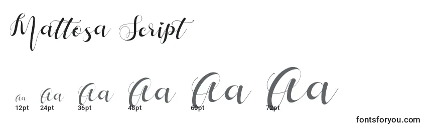 Размеры шрифта Mattosa Script  