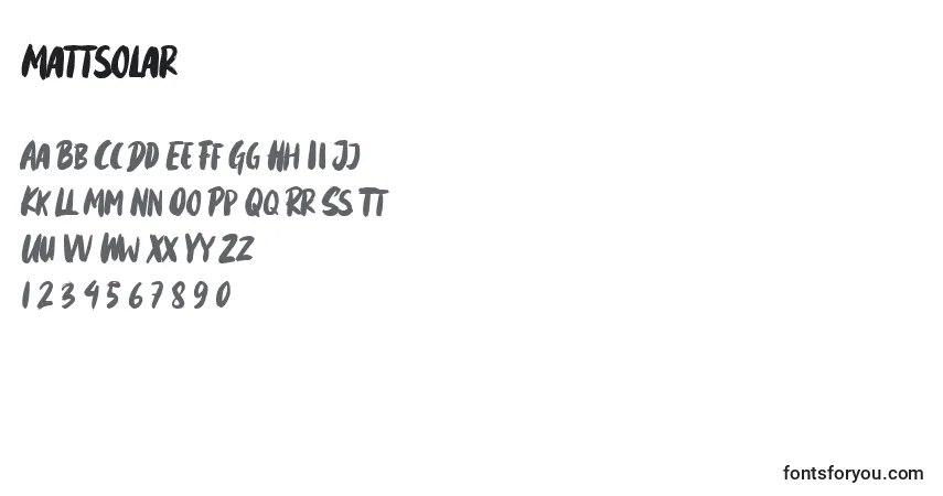 Mattsolar (133835)-fontti – aakkoset, numerot, erikoismerkit