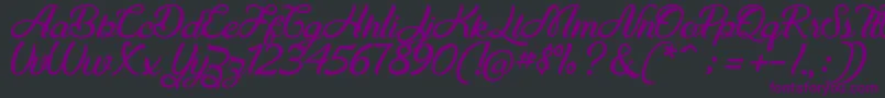 Maudy Script Free Demo Font – Purple Fonts on Black Background