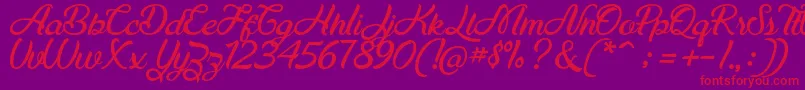 Maudy Script Free Demo Font – Red Fonts on Purple Background