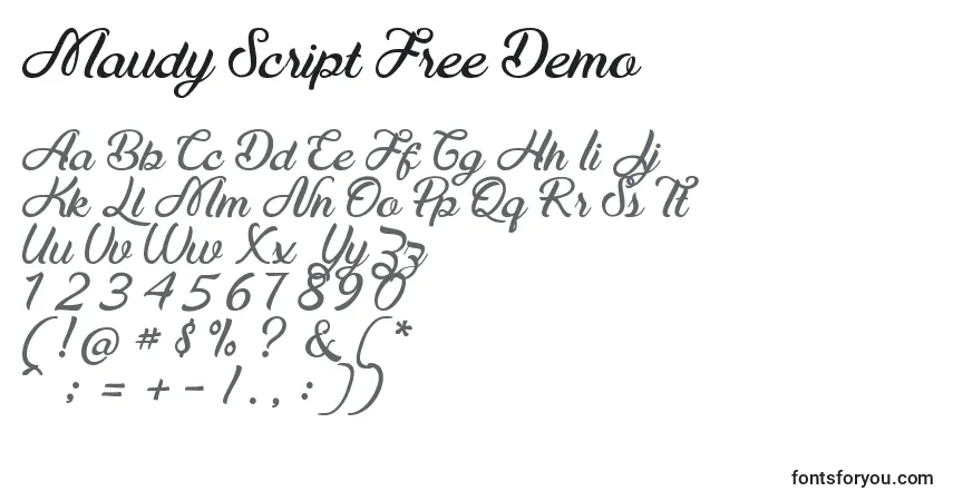 Schriftart Maudy Script Free Demo (133837) – Alphabet, Zahlen, spezielle Symbole