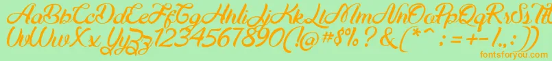 Maudy Script Free Demo Font – Orange Fonts on Green Background