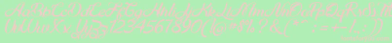 Maudy Script Free Demo-Schriftart – Rosa Schriften auf grünem Hintergrund