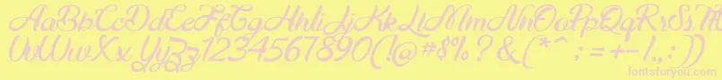 Maudy Script Free Demo Font – Pink Fonts on Yellow Background