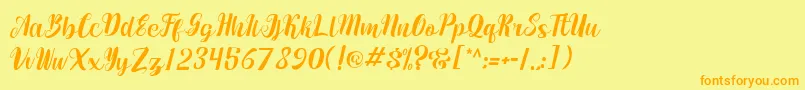 maumerescript Font – Orange Fonts on Yellow Background